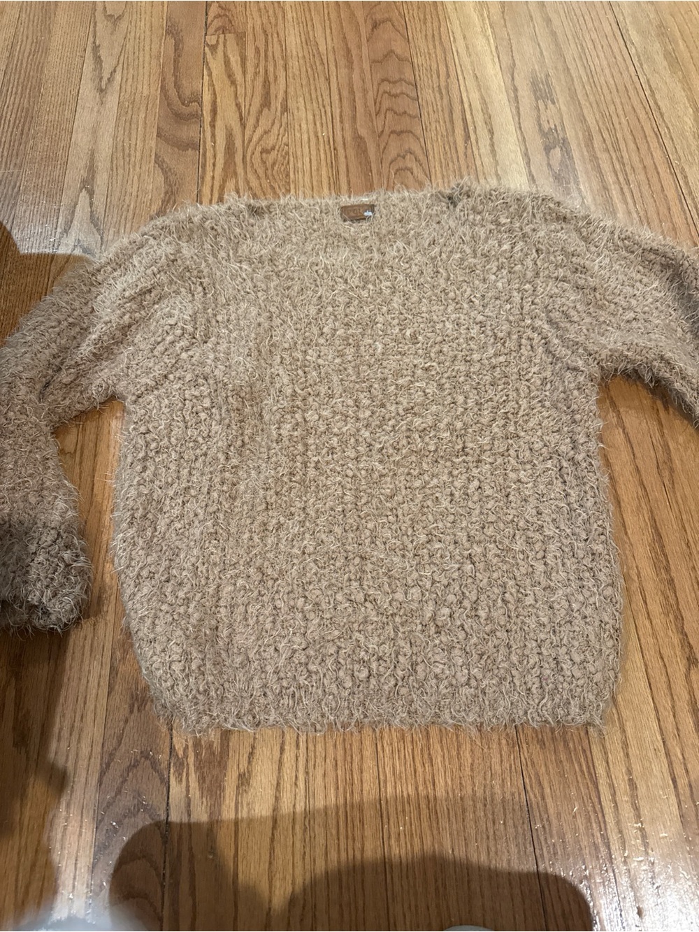 POL Tan Textured Fuzzy scoop neck Sweater NWT - Picture 5 of 5
